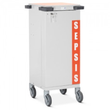 Cărucior Bristol Maid pentru sepsis cu o singură ușă, cu șase sertare și blocare cu șurub