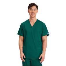 Cherokee 4876 Top pentru exfoliant unisex cu decolteu în V din polibuton (verde vânător)