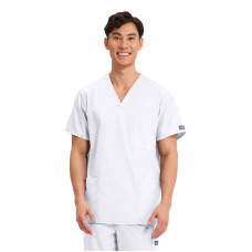 Cherokee 4876 Top pentru exfoliant unisex cu decolteu în V din polibuton (alb)