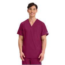 Cherokee 4876 Top pentru exfoliant unisex cu decolteu în V din polibuton (roșu vin)