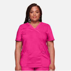 Bluză pentru femei Cherokee Revolution WW610 Mock Wrap Scrub (roz electric)