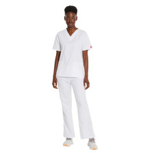 Top pentru femei Dickies EDS Signature cu decolteu în V (alb)