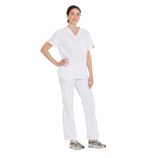 Dickies Signature EDS CH83706 Top pentru scrub unisex cu decolteu în V (alb)