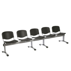 Scaune Venus Visitor din plastic negru medical de floarea soarelui cu 5 secțiuni și cinci locuri Scaune Venus Visitor din plastic negru medical de floarea soarelui cu 5 secțiuni și cinci locuri