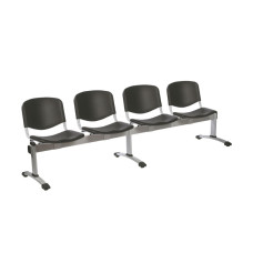 Scaune Venus Visitor din plastic negru medical floarea soarelui, cu 4 secțiuni, cu masă și trei locuri Scaune Venus Visitor din plastic negru medical floarea soarelui, cu 4 secțiuni, cu masă și trei locuri